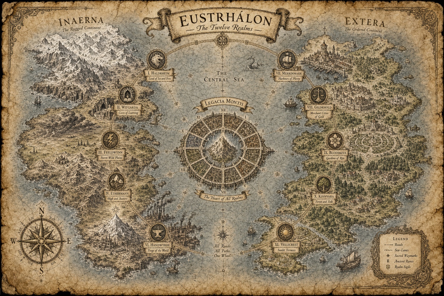 Map of Eustrhálon — The Twelve Realms